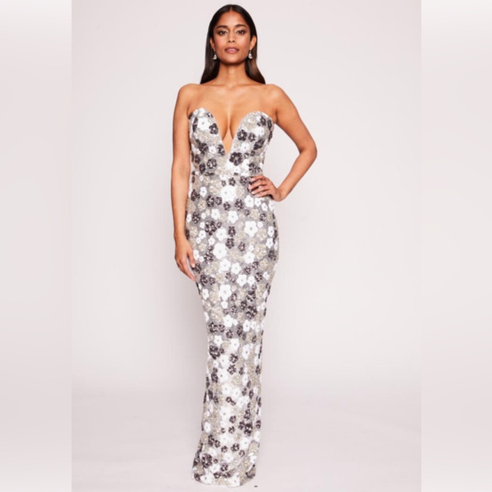 Marchesa Notte Sequin Tulle Strapless Gown.  Size 4.  New with tags. - Picture 3 of 8